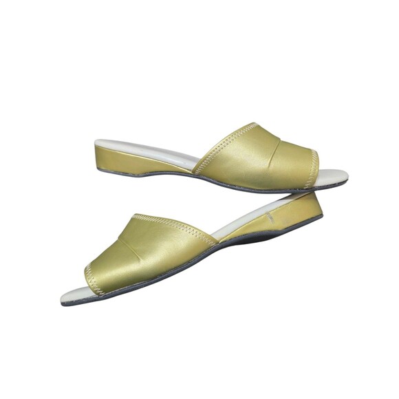 Daniel Green Dormie Slippers Womens 8W Gold Metallic Wedge Mule House Shoes Glam - Picture 5 of 11